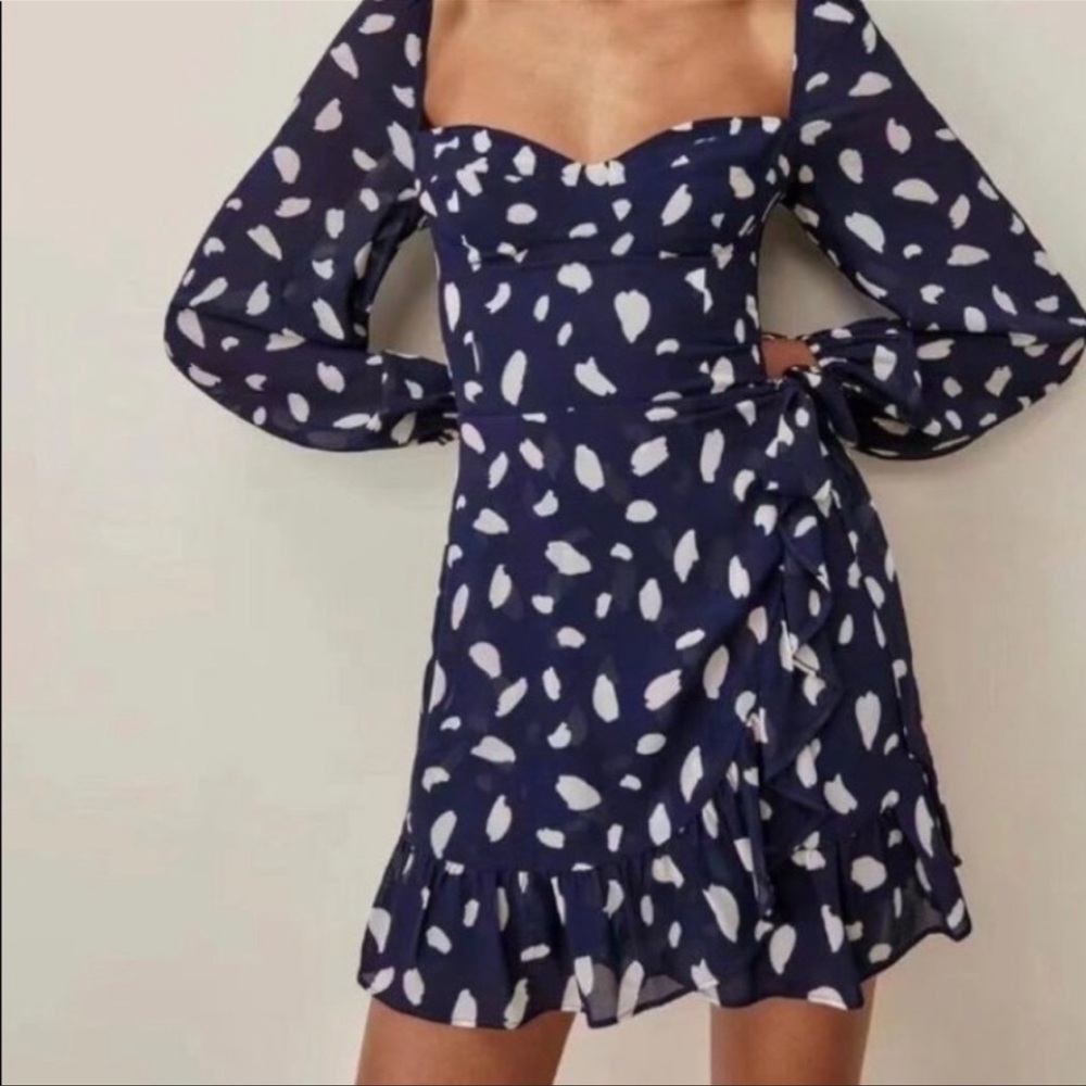 Reformation Cammi Dress in Splatter Print (Size 6)